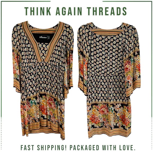 Starina Dresses & Skirts - Vintage 90s Starina Multi Floral Bohemian Lined Women's Dress Size Large